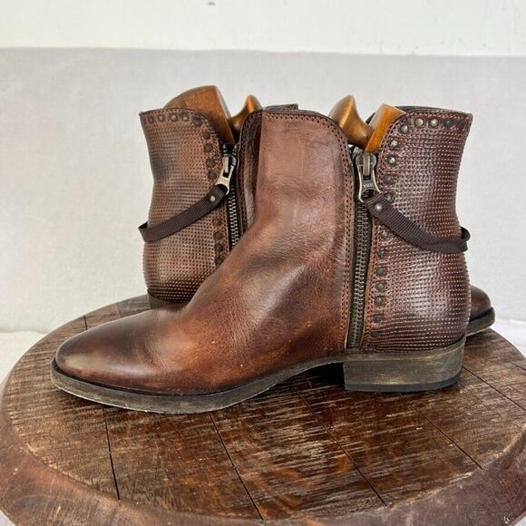 Ksubi Boots Womens Size 6 Heiffer 7 Stud Double Zip Up Brown Leather Western - Picture 8 of 14